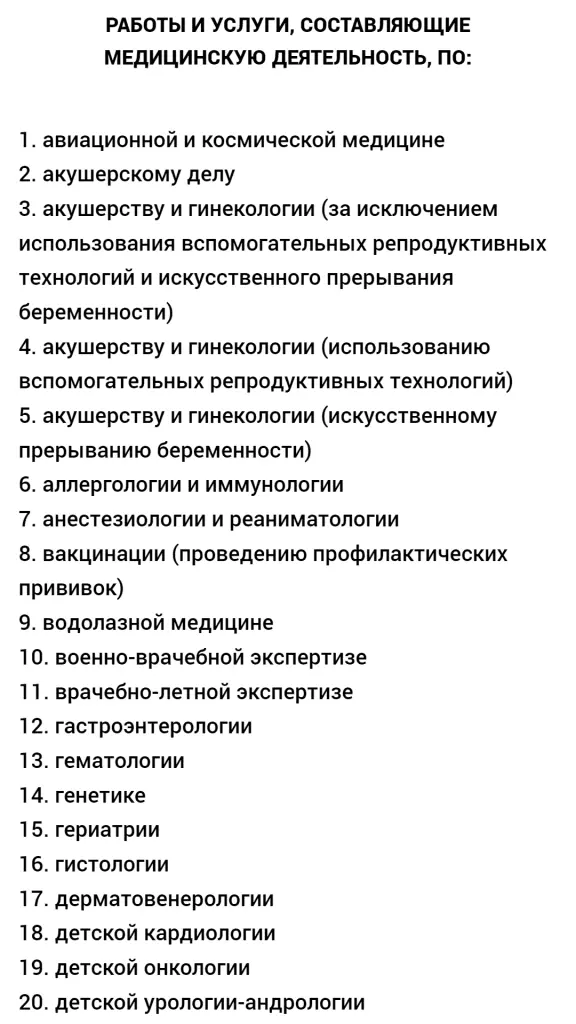ФОТО 1: Работы и услуги соответствующие медицинскую деятельность